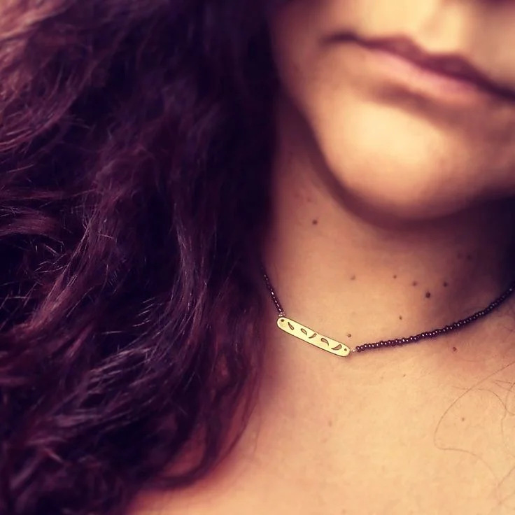 Minimalist Paisley Brass Necklace