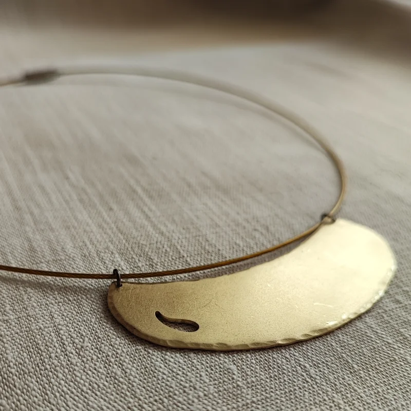 Simplistic Paisley Brass Necklace