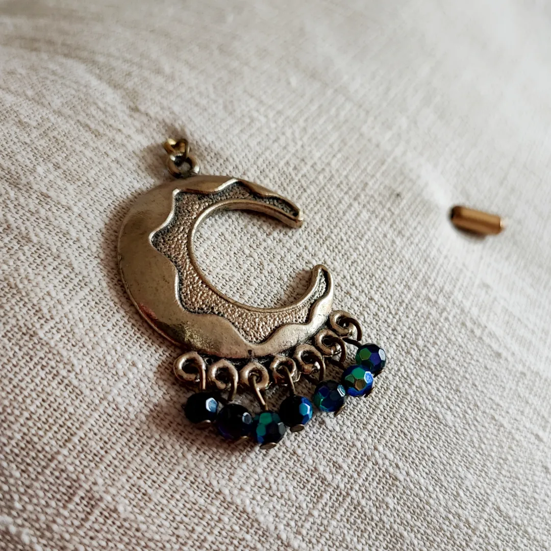 Crescent Moon Beaded Lapel Pin
