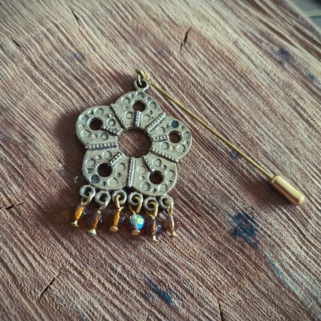 Flower Beaded Lapel Pin - 1