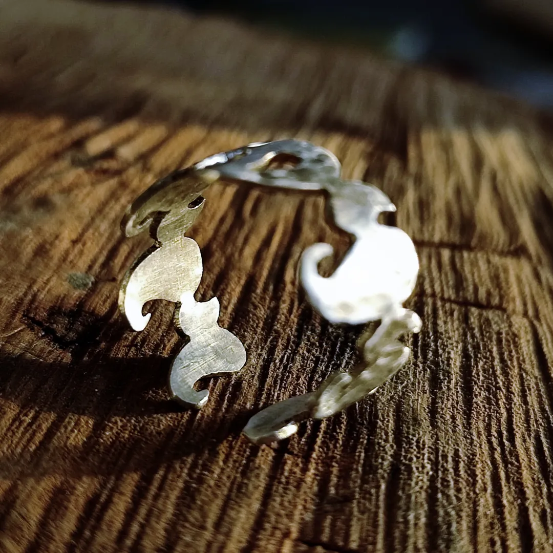 Adjustable 925 Silver Rustic Paisley Ring