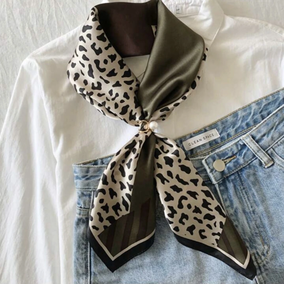 FOULARD SILK PRINTED DARK GREEN - 1