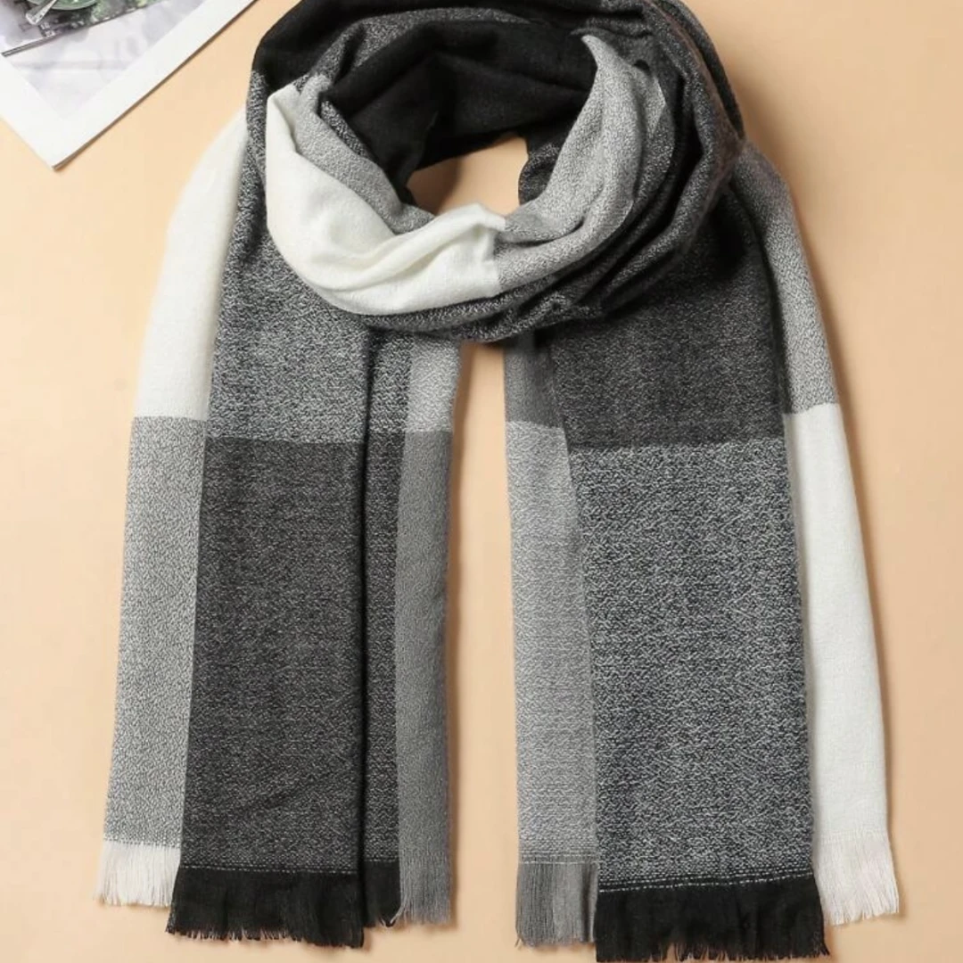 SCARF BIG SQUARED 5 SHADES BLACK