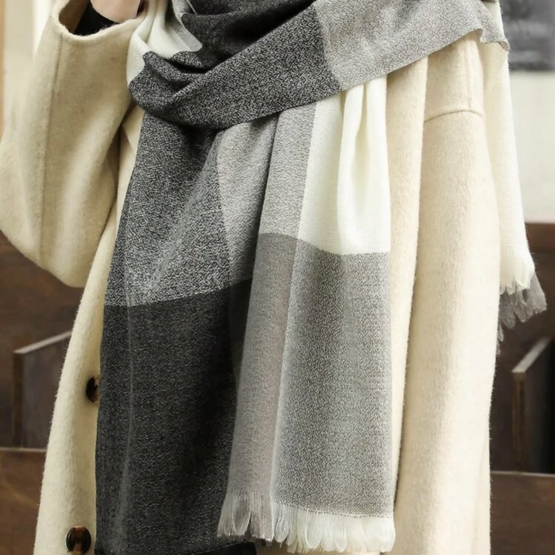 SCARF BIG SQUARED 5 SHADES BLACK - 1