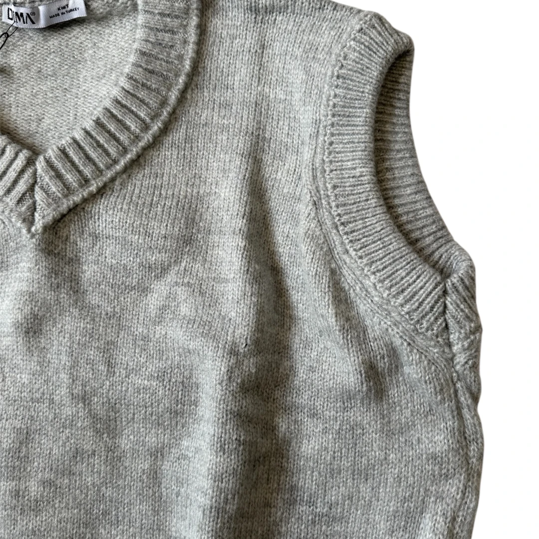 V-Neck Knit Sweater Vest - 1