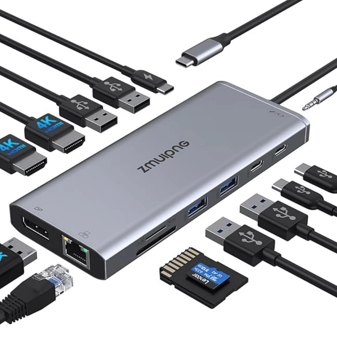 ZMUIPNG Dual Monitor USB C Docking Station 14 in 1