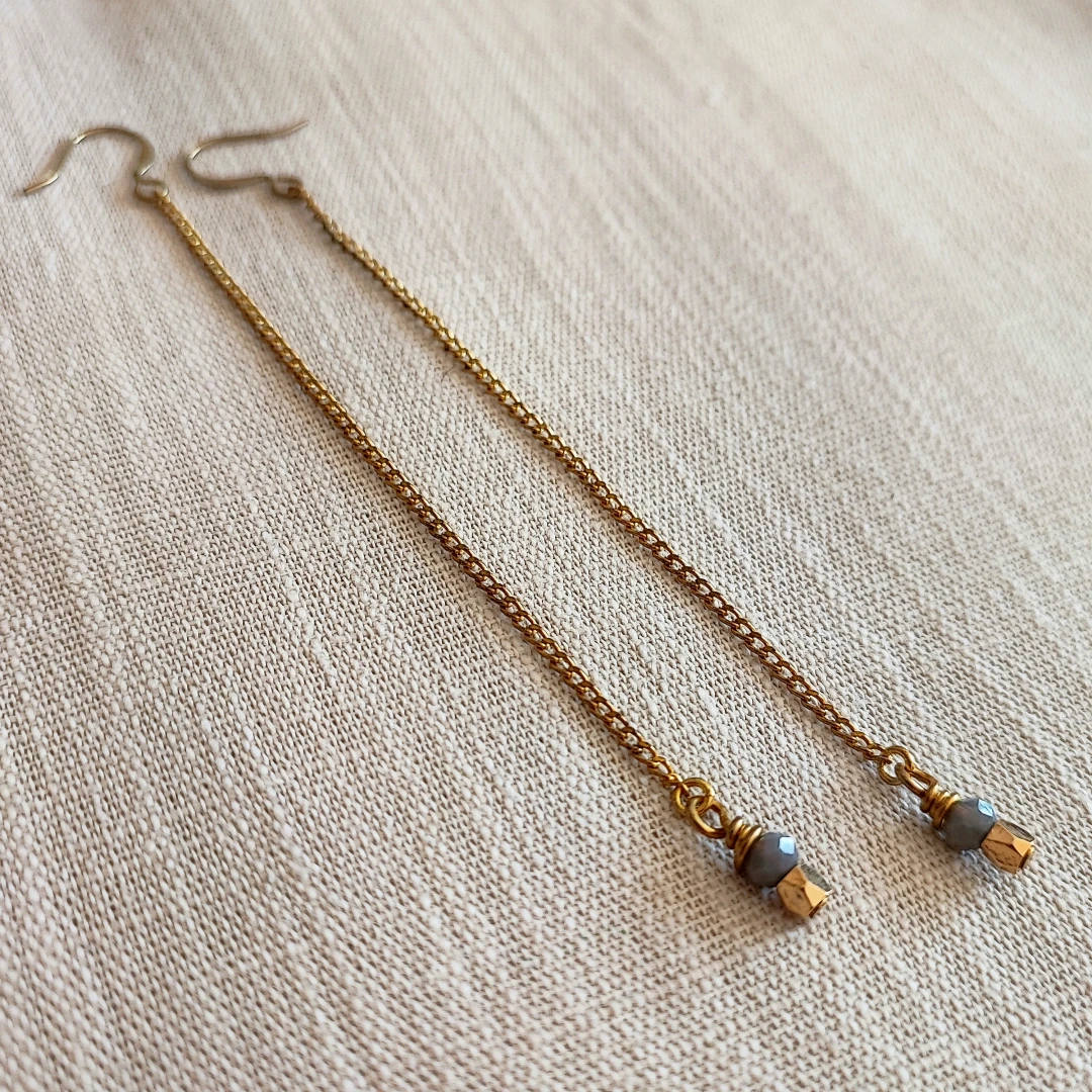 Long Dangle Chain Earrings - 2