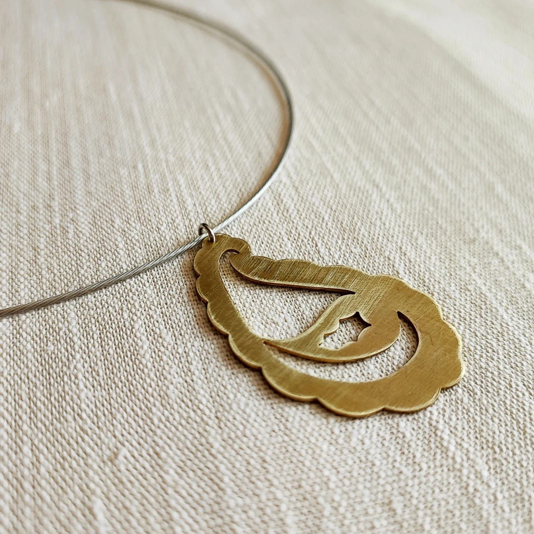 Paisley Organism Brass Pendant