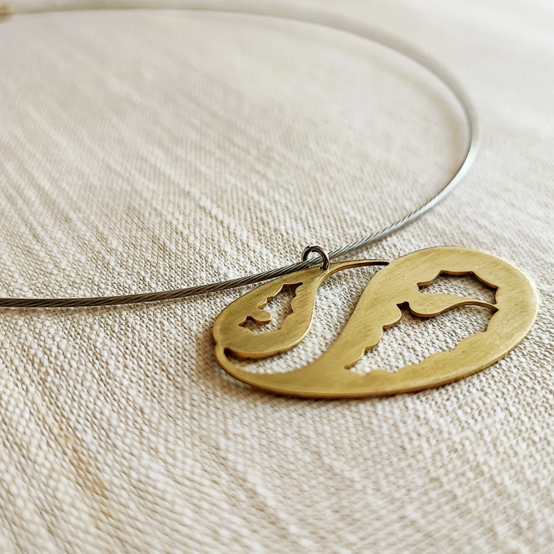 Paisley Organism Brass Pendant