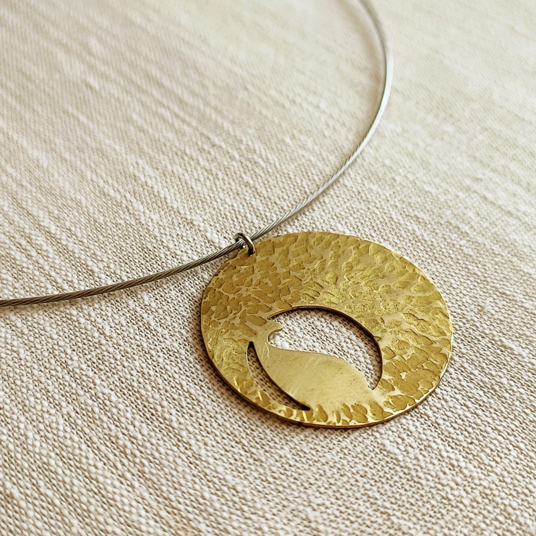 Paisley Organism Brass Pendant