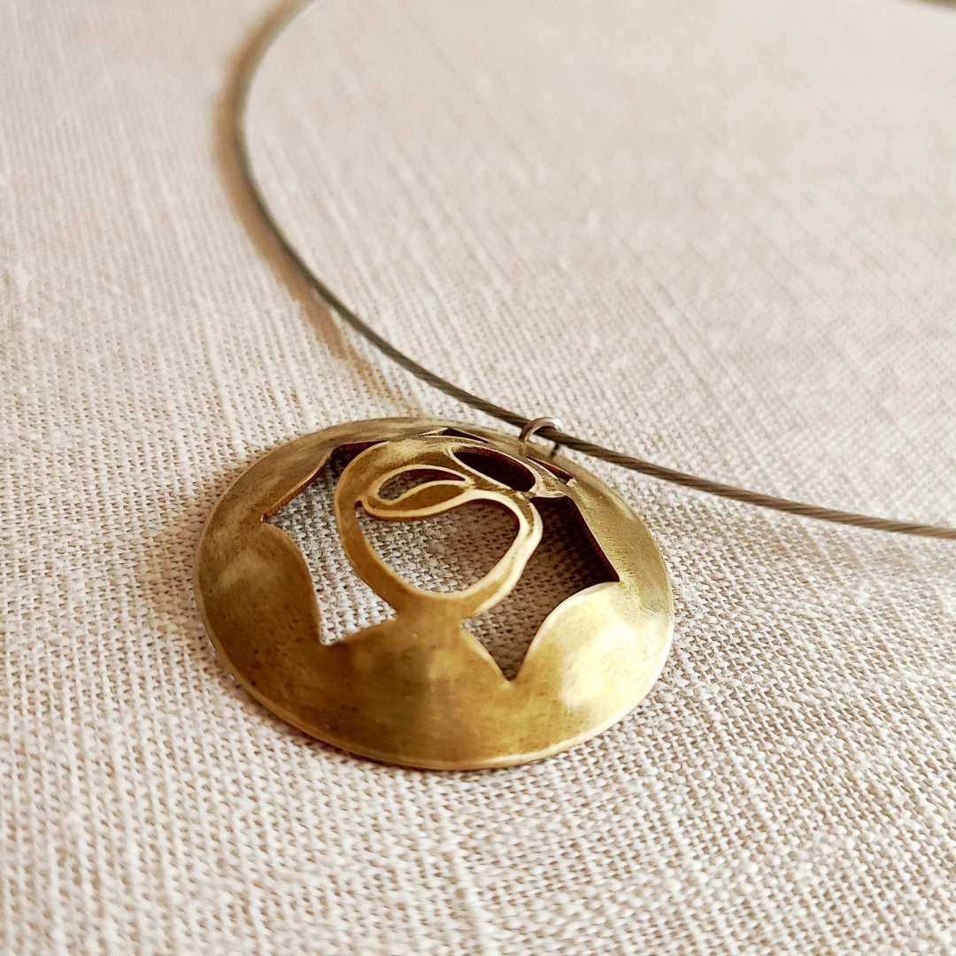 Paisley Organism Brass Pendant