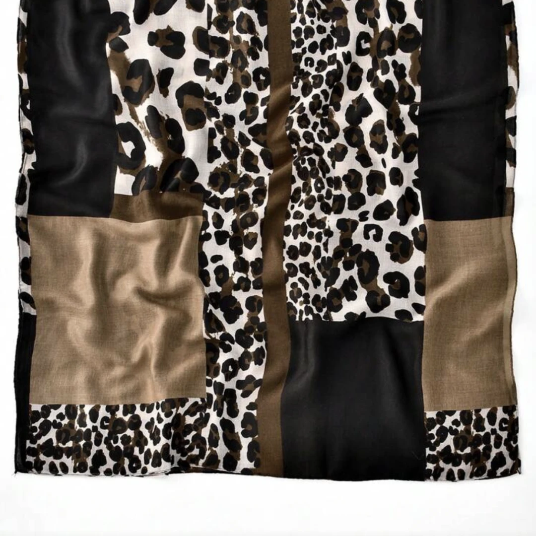 Bohemian  Leopard & Geometric Print Khaki - 2