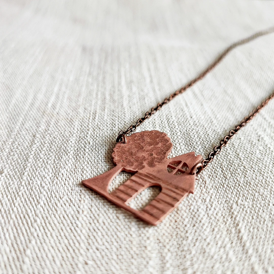 Whimsical House Copper Necklace