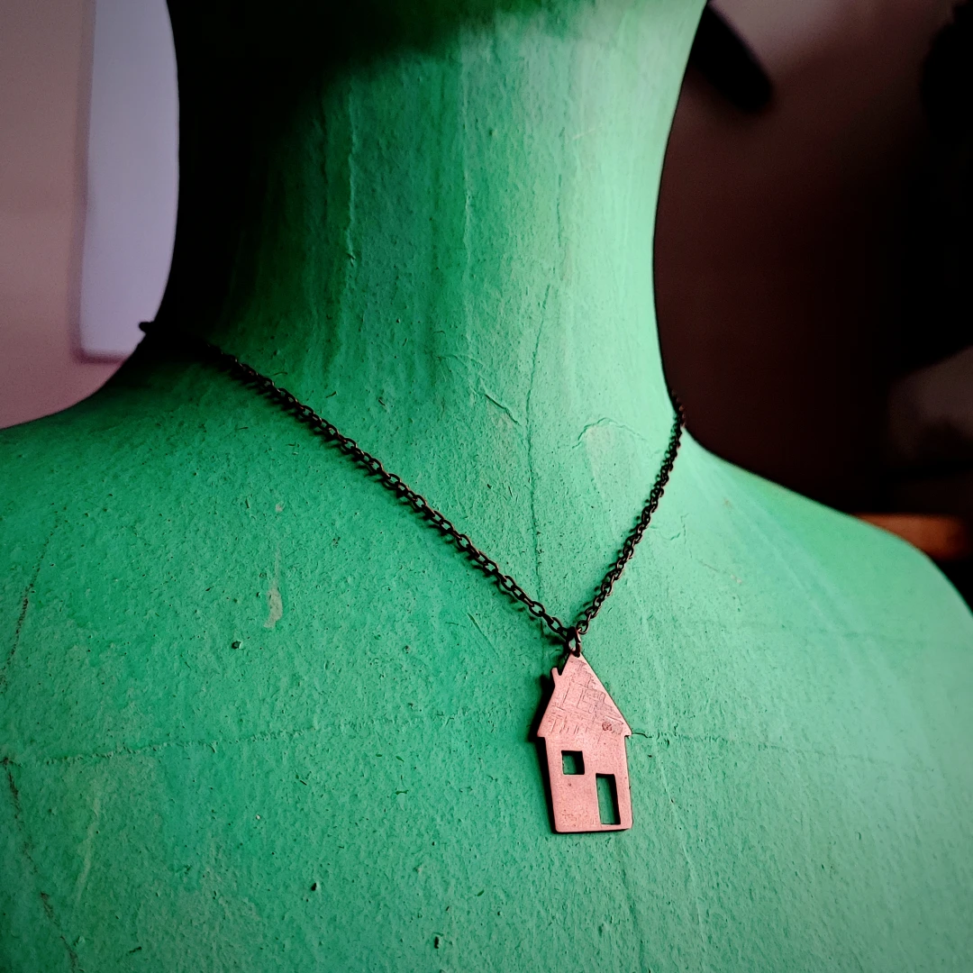 Whimsical House Copper Pendant - 1