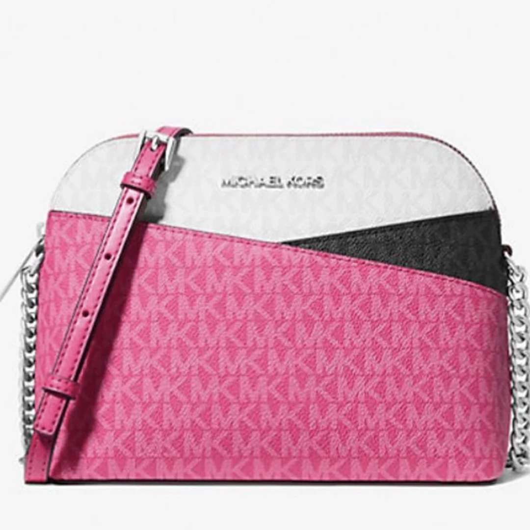 Michael Kors Jet Set Travel Medium Signature Logo Color Block Dome Crossbody Bag