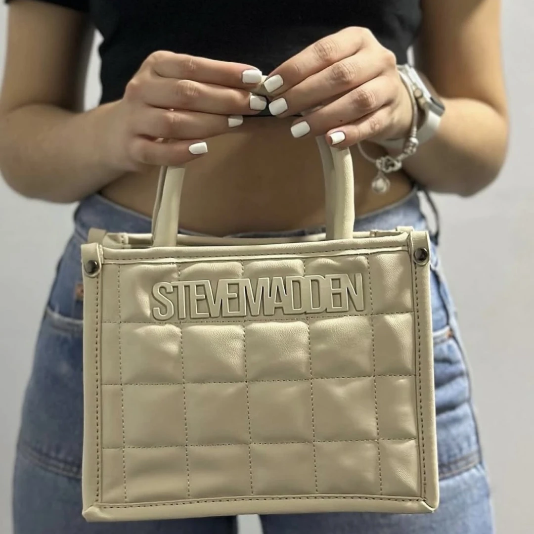 STEVE MADDEN BNIKO Quilted Satchel Crossbody Bag W/Guitar Strap