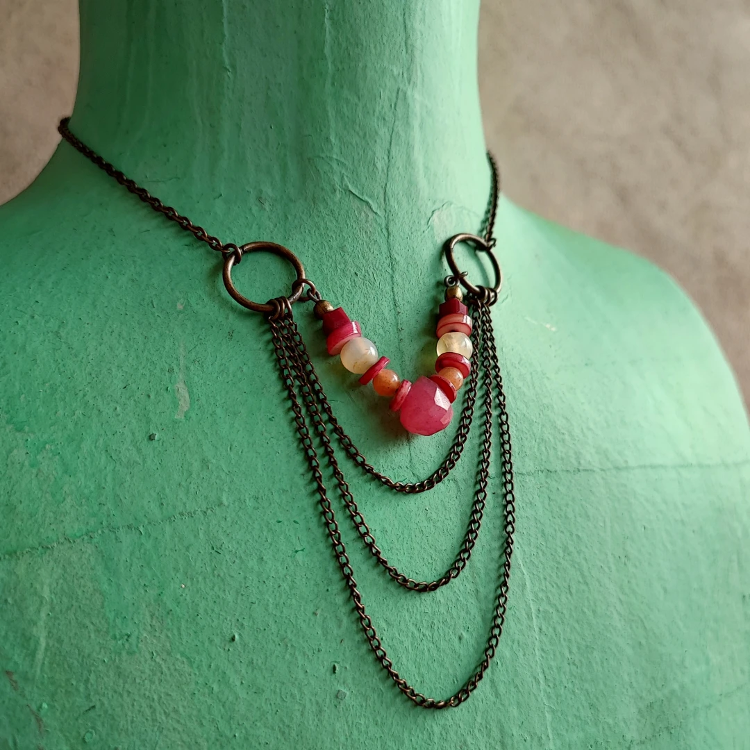 Drapey Beaded Chain Necklace