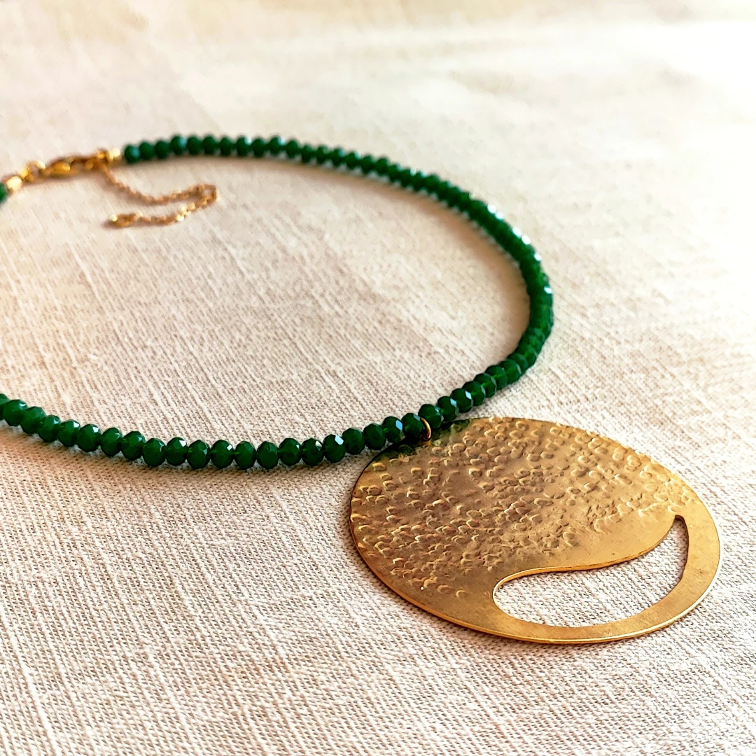 Gold Plated Beaded Paisley Necklace