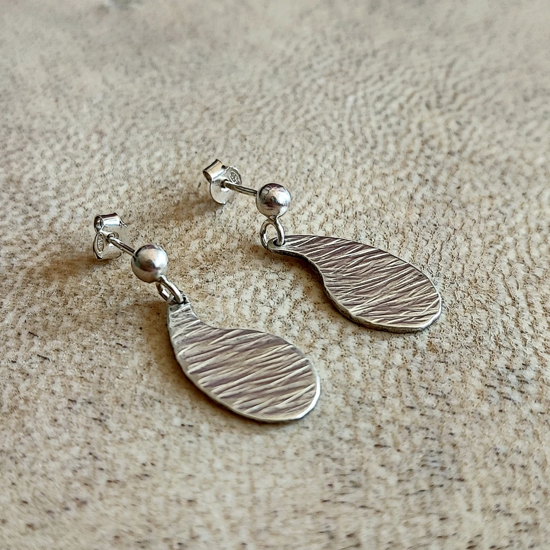 925 Silver Paisley Dangle Post Earrings