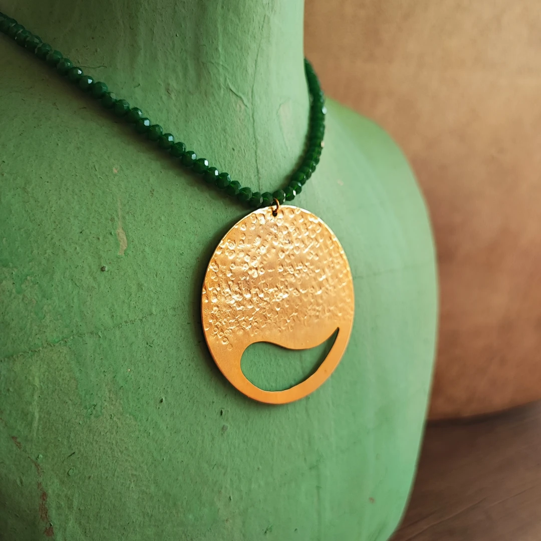 Gold Plated Beaded Paisley Necklace - 4