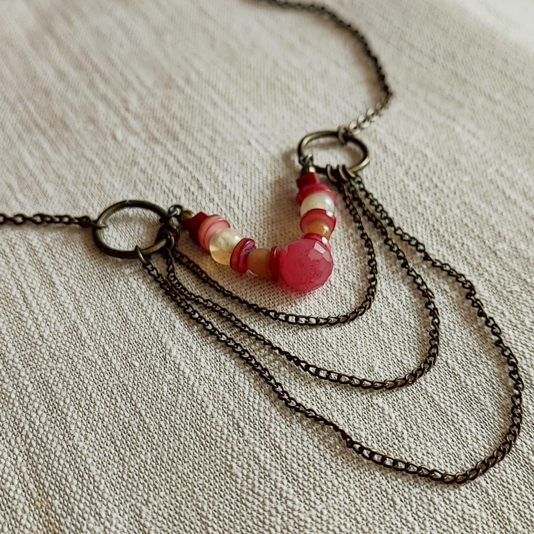 Drapey Beaded Chain Necklace - 2