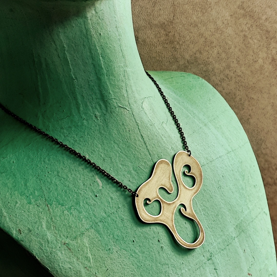 Whimsical Paisley Womb Brass Necklace - 3