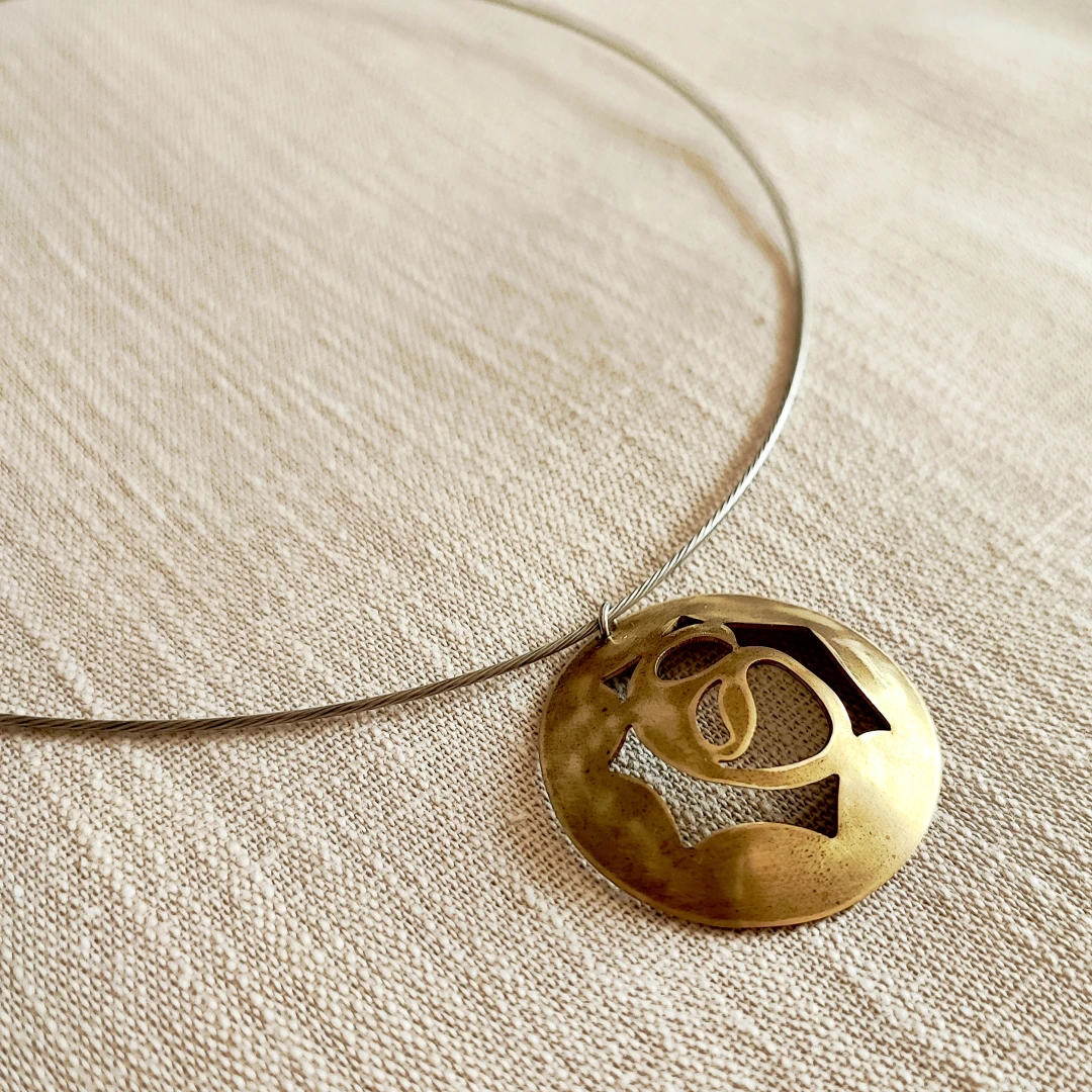 Paisley Organism Brass Pendant - 2