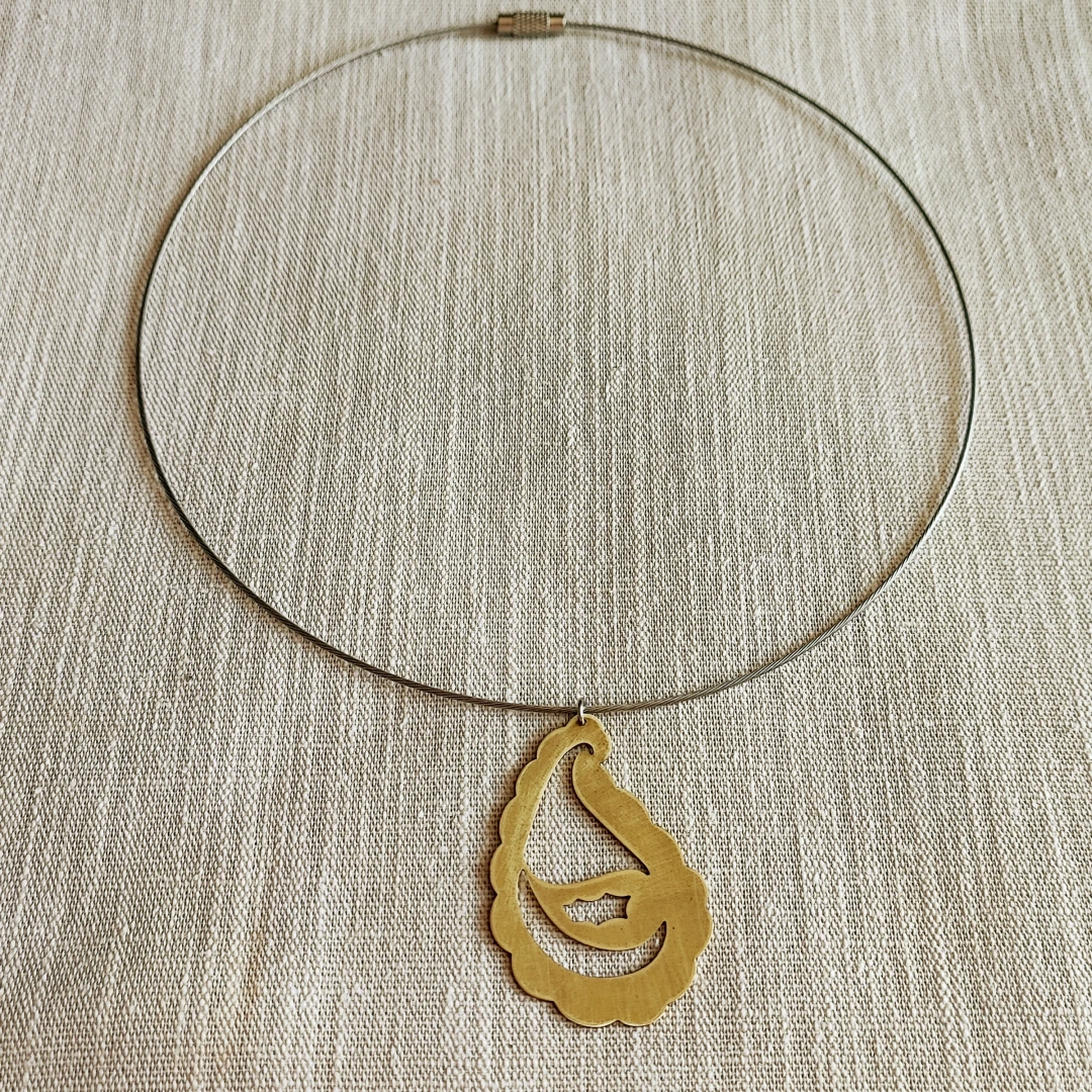 Paisley Organism Brass Pendant - 2