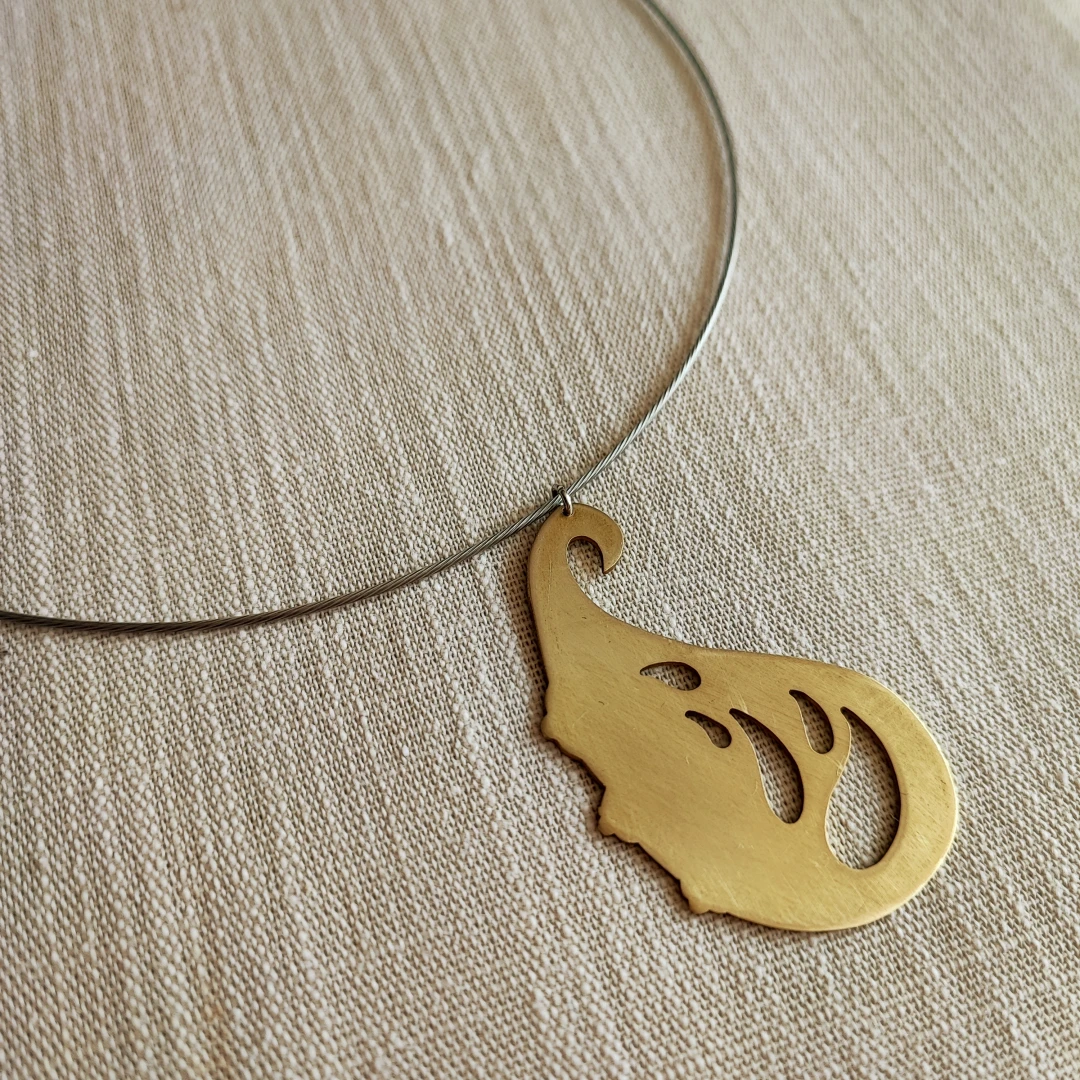 Paisley Organism Brass Pendant - 2