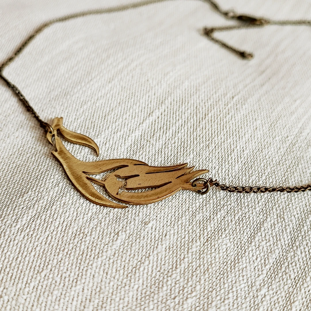 Islamic Art Tulip Brass Necklace - 3