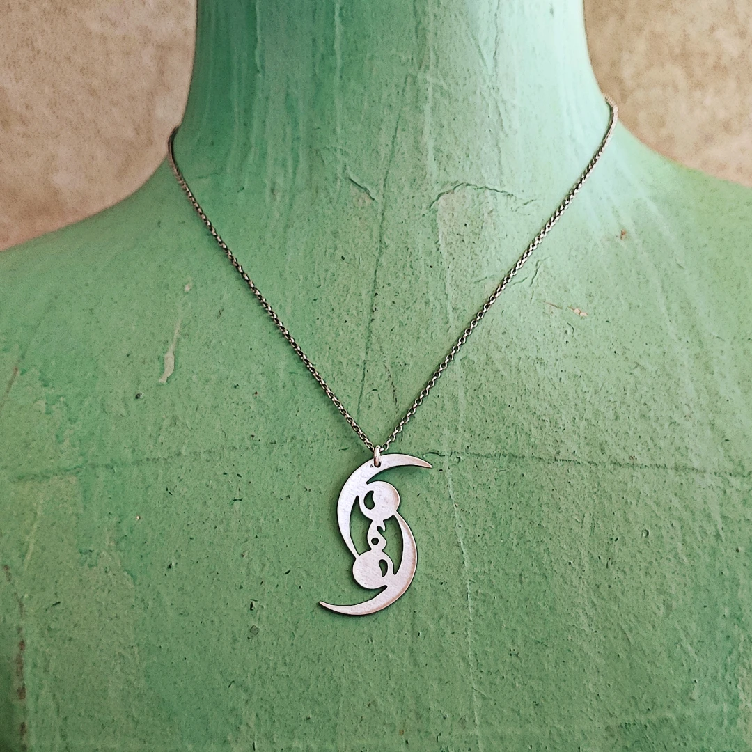 Moon Phases 925 Silver Paisley Necklace - 3