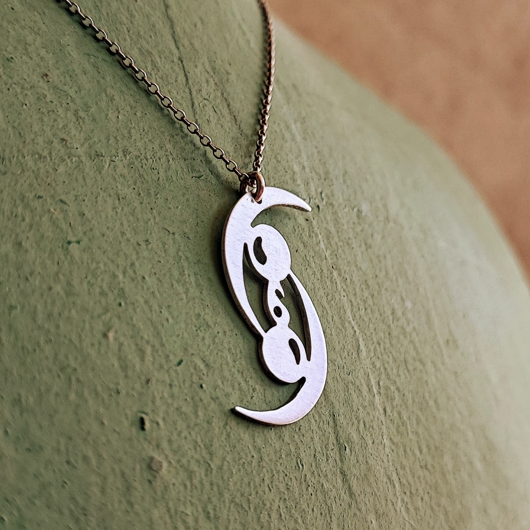 Moon Phases 925 Silver Paisley Necklace