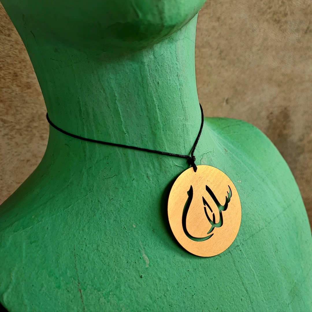Large "Peace" Gold Plated Arabic Pendant - 2