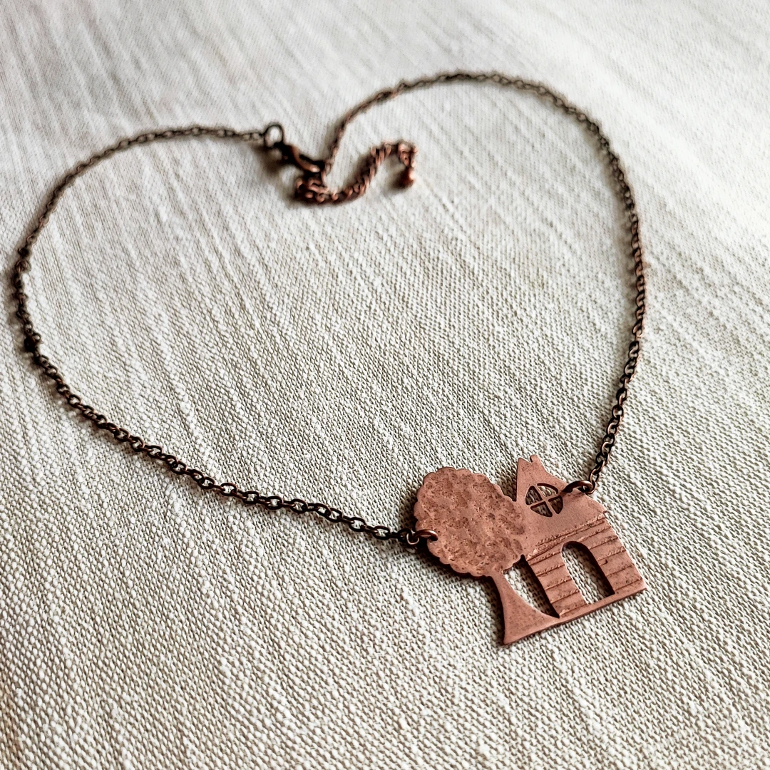 Whimsical House Copper Necklace