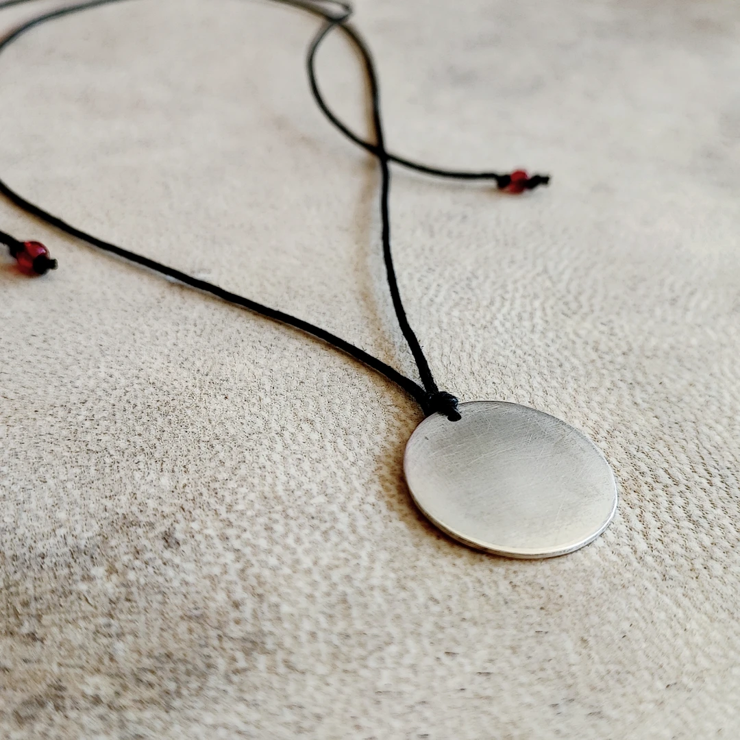 925 Silver Recycled Disc Pendant - 2