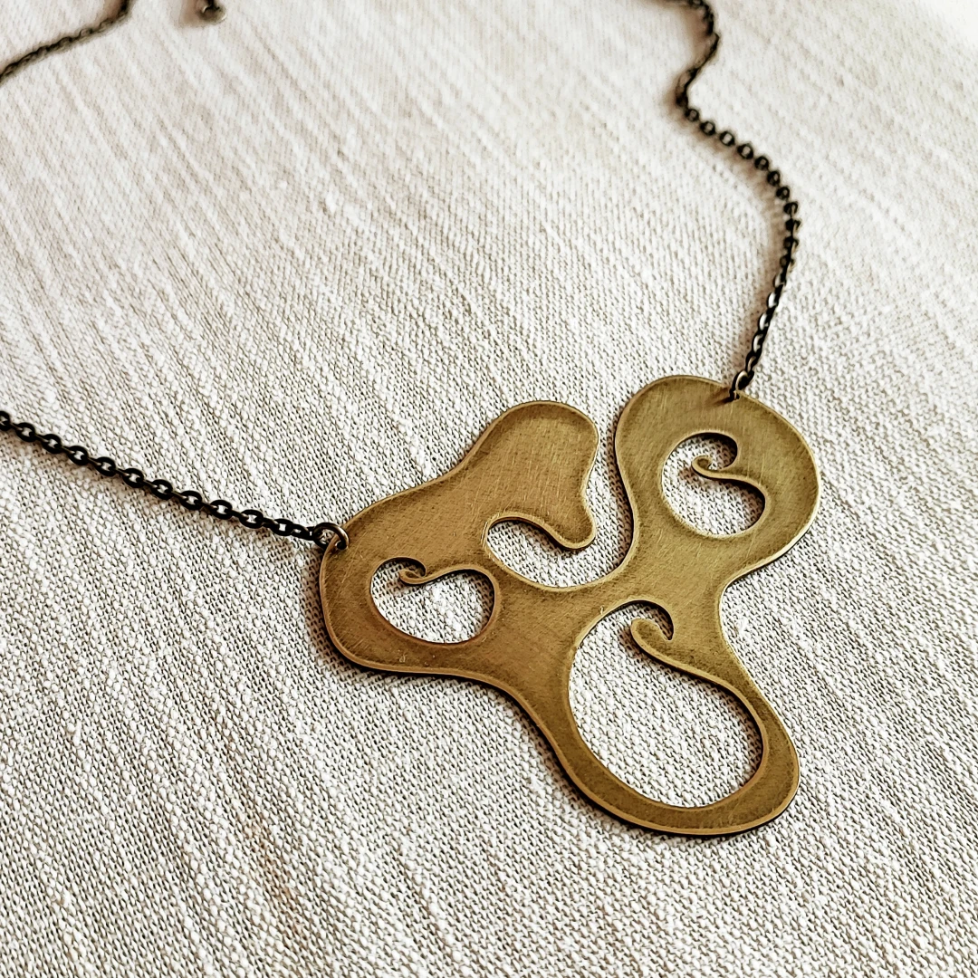 Whimsical Paisley Womb Brass Necklace - 5