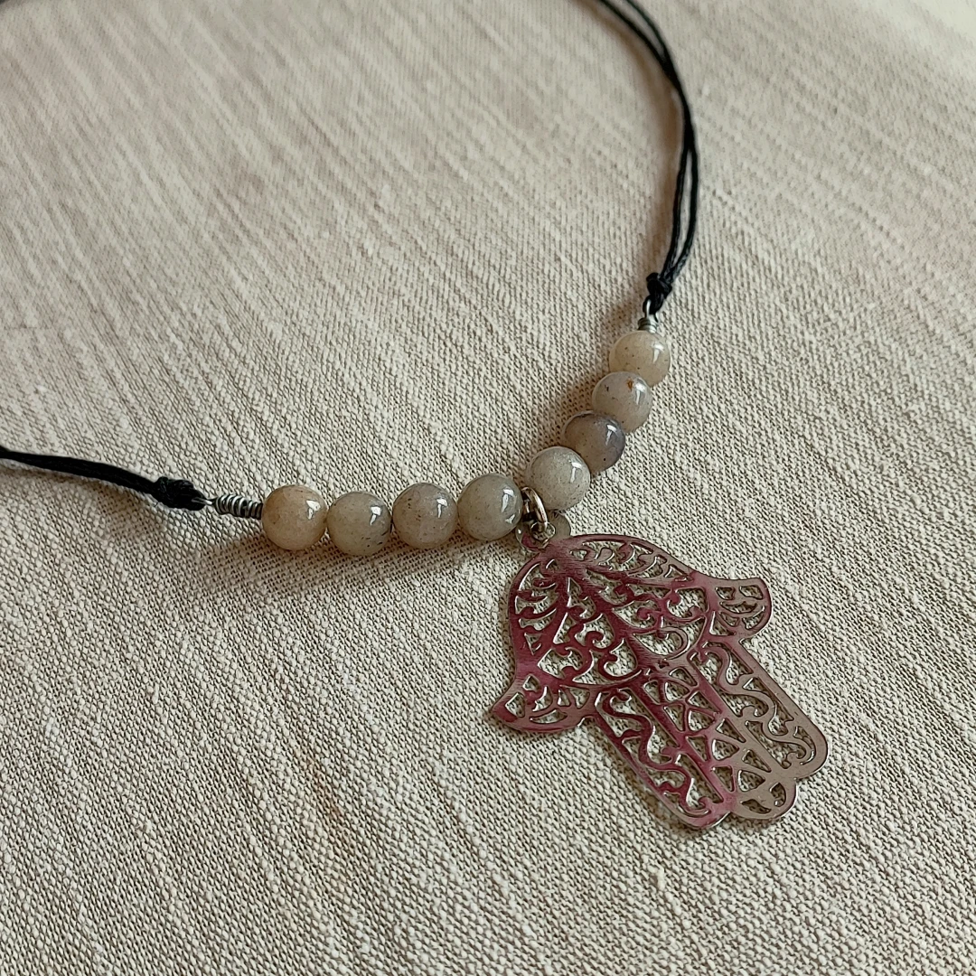 Boho Hand Of Fatima Cord Necklace - 6