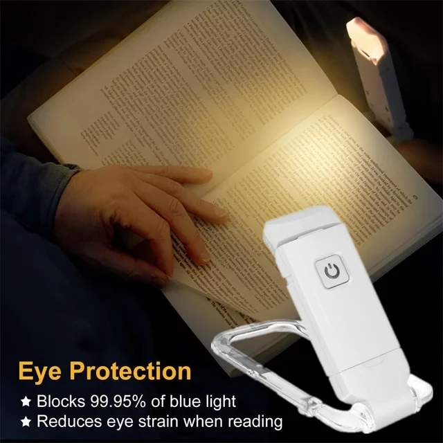 USB Rechargeable Book Light With 3 Levels & Colors