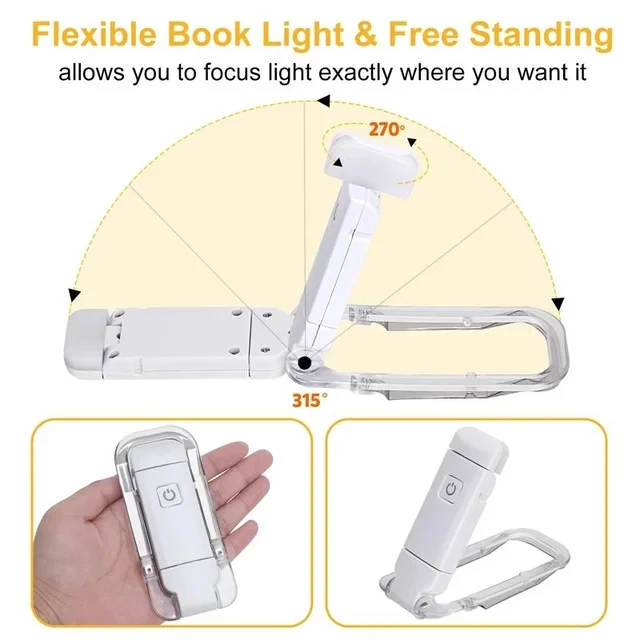 USB Rechargeable Book Light With 3 Levels & Colors - 2