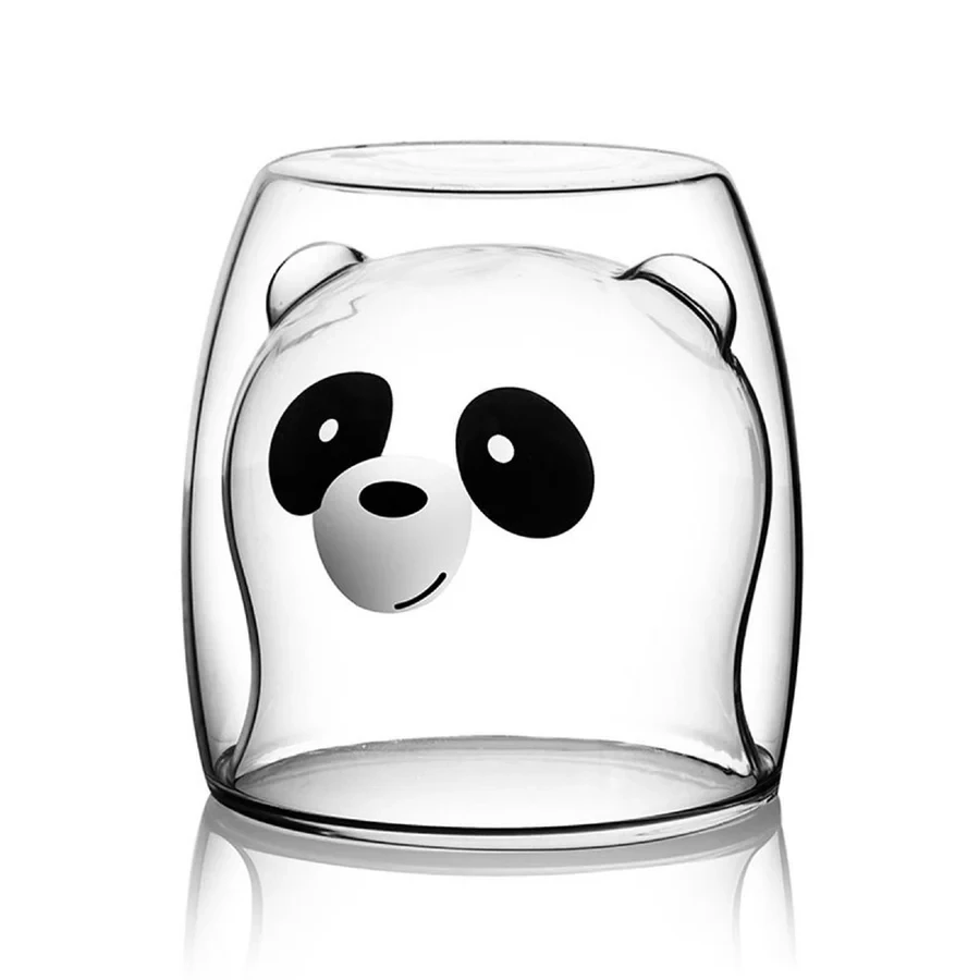 Double Glass Cup Panda Design - 2