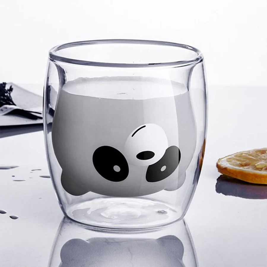 Double Glass Cup Panda Design - 3