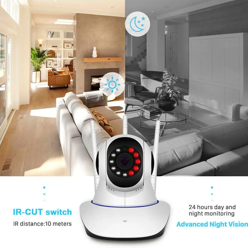 3MP 11 IR LED 3.6mm Lens HD PTZ Two Way Audio Wifi SD Card Cloud Storage IP Indoor Remote Viewing Motion Detection Surveillance Camera R6-30G