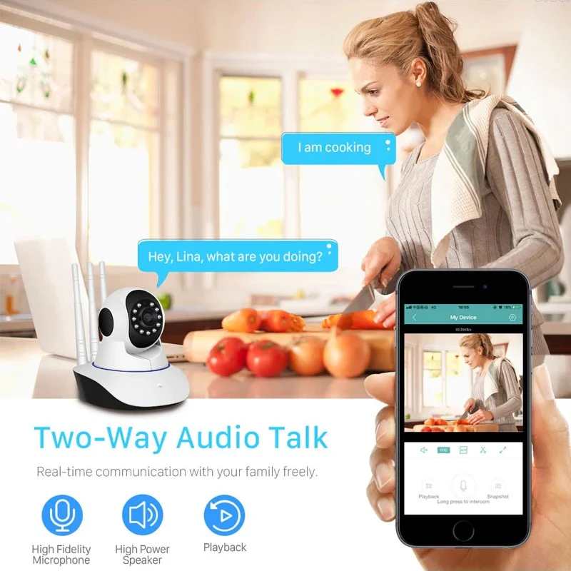 3MP 11 IR LED 3.6mm Lens HD PTZ Two Way Audio Wifi SD Card Cloud Storage IP Indoor Remote Viewing Motion Detection Surveillance Camera R6-30G - 2