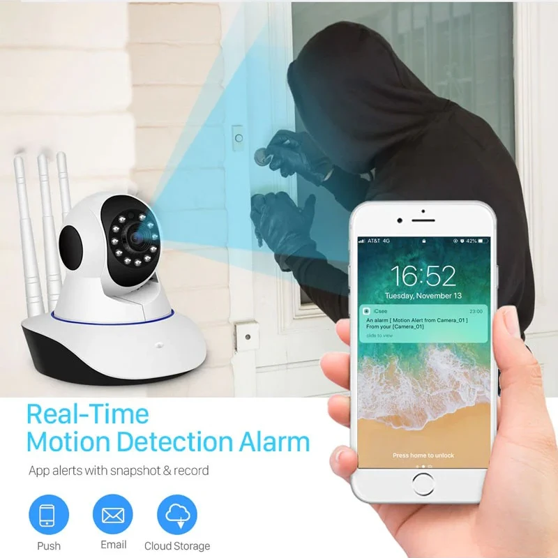 3MP 11 IR LED 3.6mm Lens HD PTZ Two Way Audio Wifi SD Card Cloud Storage IP Indoor Remote Viewing Motion Detection Surveillance Camera R6-30G - 6