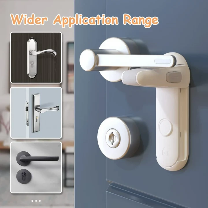 Door Lever Locks For Childproof & Petproof, Door Handle Locks For Toddlers, Baby Door Safety Locks For Toddlers (White) - 4