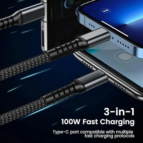 SUPER FAST CHARGING CABLE 3 IN 1 LIGHTNING/TYPE C/ MICRO - 2
