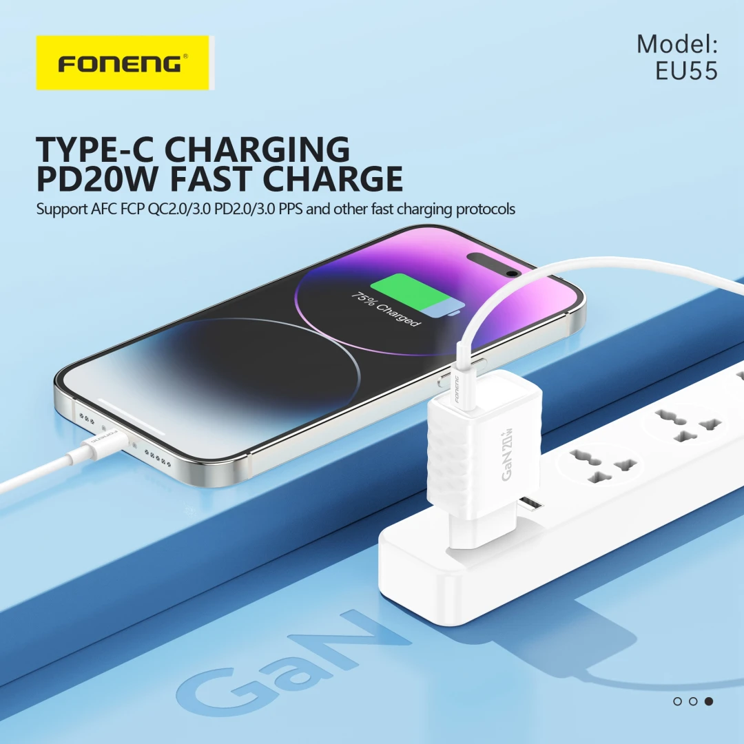 FONENG EU55 SINGLE USB FAST CHARGER TYPE C TO C PD20W - 2