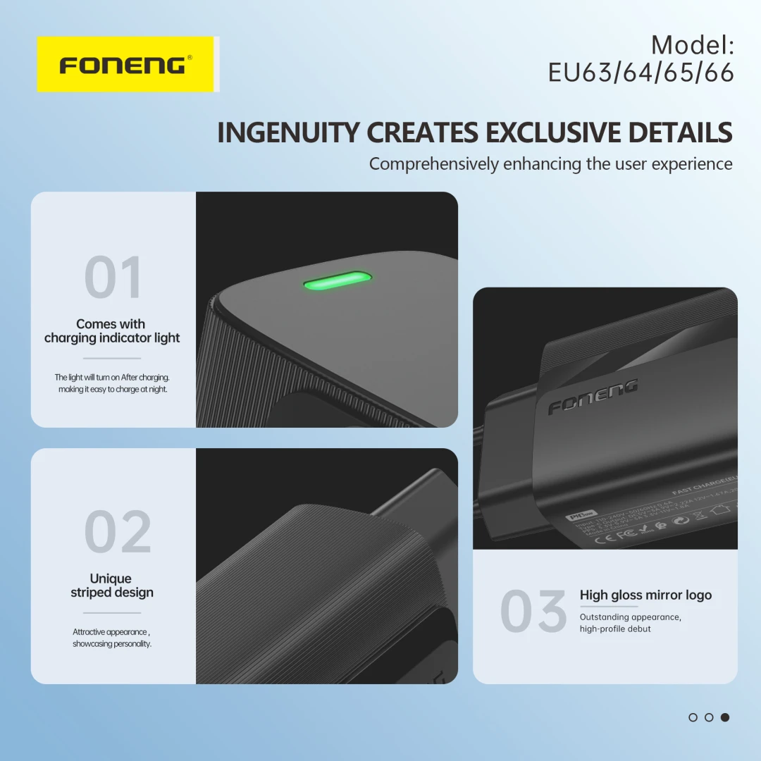FONENG EU64 FAST CHARGER SINGLE USB PORT WHITE - 2