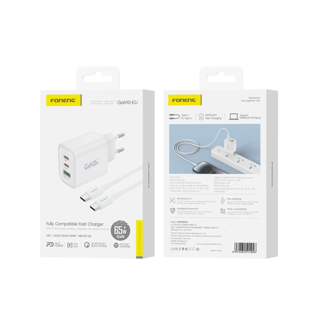FONENG GAN10-EU COMPATIBLE FAST CHARGER 65W
