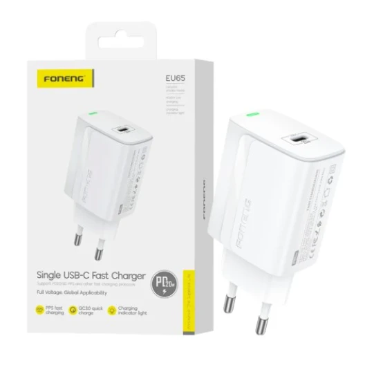 FONENG EU65 SINGLE ADAPTER FAST CHARGER USB-C 20W